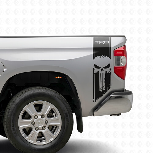 Calcomanía de vinilo con franjas verticales TRD Punisher para la zona de la caja Toyota Tundra 2016-2017