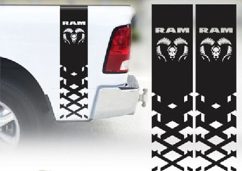 Pegatinas de vinilo con franjas de acento de marca para el lateral de la caja de Dodge Ram 1500