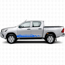 Pegatina de vinilo lateral con franjas a cuadros y logo Hilux para Toyota Hilux_2