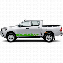 Pegatina de vinilo lateral con franjas a cuadros y logo Hilux para Toyota Hilux_3