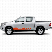 Pegatina de vinilo lateral con franjas a cuadros y logo Hilux para Toyota Hilux_4