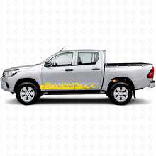 Pegatina de vinilo lateral con franjas a cuadros y logo Hilux para Toyota Hilux_5