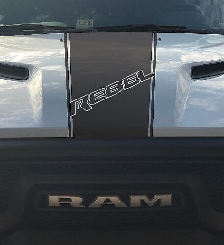 Calcomanía Vinilo de Raya de Carreras en el Capó Rebel 5.7L Juego de 2 para Dodge Ram (Estilo de Fábrica)