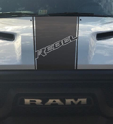 Calcomanía adhesiva de vinilo con raya de carreras para capó Rebel 5.7L para Dodge Ram (estilo de fábrica)