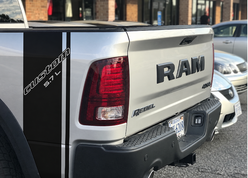 custom Pinstriped Diagonal Stripe Lateral de caja Adhesivo de vinilo para RAM 1500 Rebel, TRX