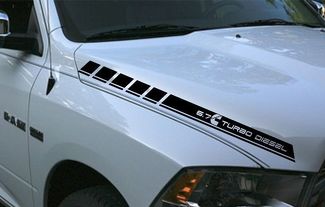 Dodge Ram 2 rayas de vinilo en el capó 6.7L turbo diesel calcomanías Hemi Mopar Graphics Rt