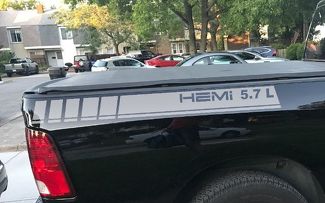 2 rayas de calcomanía de vinilo de camión Dodge Ram 1500 5.7 L gráficos traseros traseros Hemi Mopar