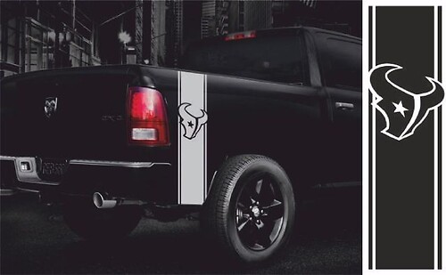 Vinilo adhesivo con franjas de contorno de los Houston Texans para portón trasero Dodge Ram 1500