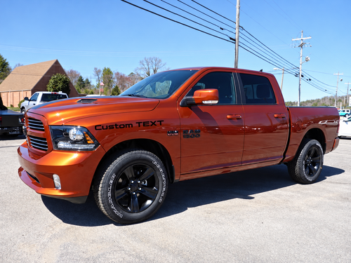 Calcomanía de vinilo personalizada con LETRAS de TEXTO para guardabarros delantero para Dodge Ram 1500