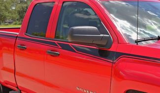 ACELERADOR Acento de puerta lateral Gráfico de vinilo de rayas de cualquier color 2014-2017 Chevy Silverado