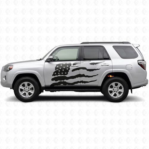 Calcomanía de vinilo para puerta lateral con bandera estadounidense desgastada para Toyota 4Runner 2010-2017