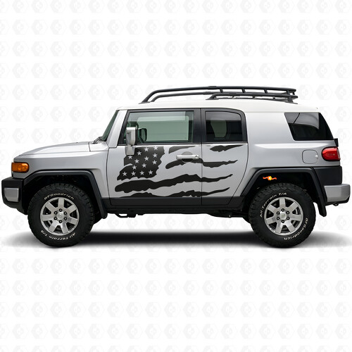 Adhesivo de vinilo para la puerta lateral con bandera americana desgastada para Toyota FJ Cruiser