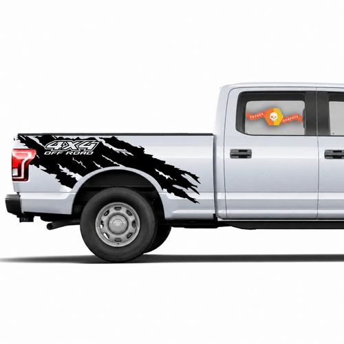 Calcomanía Envolvente Torn 4X4 Off Road para Lateral de Caja para Ford F-150 2015-2017