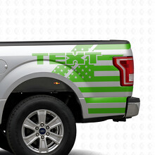 Pegatina de vinilo personalizada con texto y bandera estadounidense para la mesita de noche Ford F-150 2015-2017_3