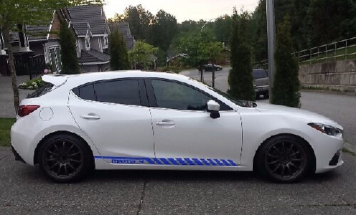 Calcomanía adhesiva lateral de vinilo con franjas de competición para Mazda Mazda3 2010-2018