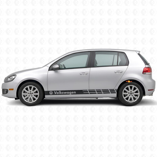Pegatina de vinilo de franjas de carreras con logo VW para lateral de Volkswagen Golf