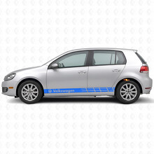 Pegatina de vinilo de franjas de carreras con logo VW para lateral de Volkswagen Golf_2