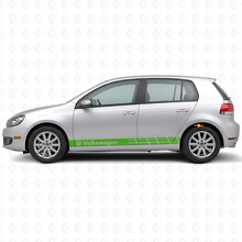 Pegatina de vinilo de franjas de carreras con logo VW para lateral de Volkswagen Golf_3
