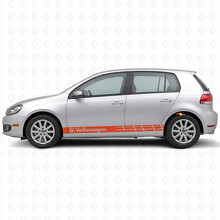 Pegatina de vinilo de franjas de carreras con logo VW para lateral de Volkswagen Golf_4