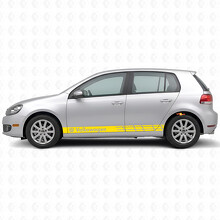 Pegatina de vinilo de franjas de carreras con logo VW para lateral de Volkswagen Golf_5