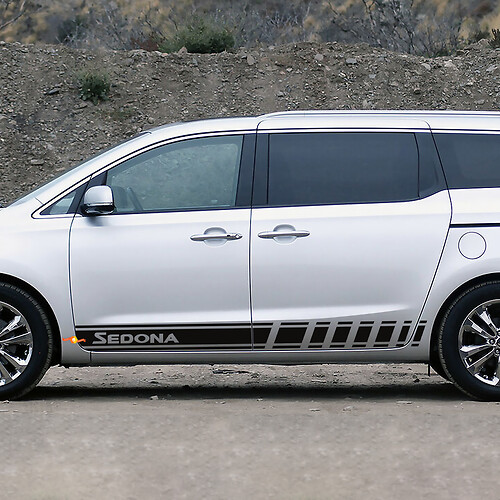 Calcomanía de vinilo con rayas laterales de carreras compatible con Kia Sedona

