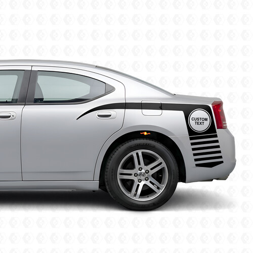 Texto personalizado en círculo y calcomanía lateral de franjas de garra para Dodge Charger 2006-2010
