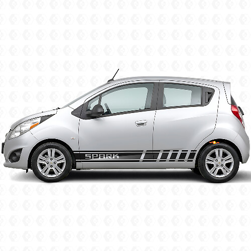 Calcomanía de vinilo lateral con franjas de marca para Chevrolet Spark