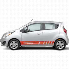 Calcomanía de vinilo lateral con franjas de marca para Chevrolet Spark_4