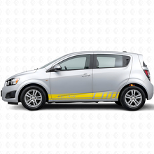 Kit de pegatinas de vinilo con rayas laterales estilo racing para Chevrolet Sonic_5