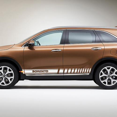 Calcomanía de vinilo con rayas laterales de carreras compatible con Kia Sorento
