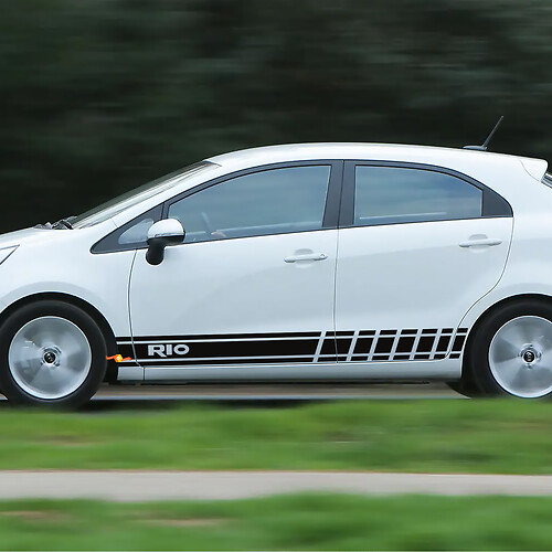 Calcomanía de vinilo con rayas laterales de carreras compatible con Kia Rio
