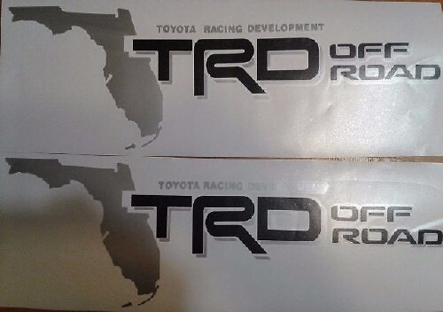Calcomanía TRD Off Road, mapa florida Pegatina tundra tacoma toyota negro mate (juego)