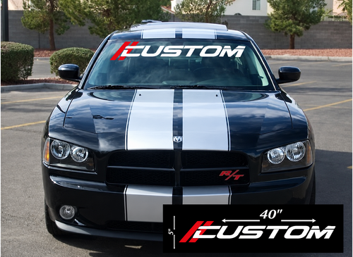 CUSTOM Twin Slash Lettering — Pegatina de vinilo (parabrisas) para Dodge Charger