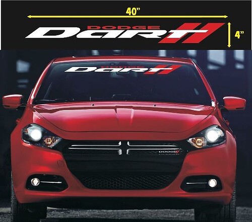 Pegatina de vinilo para parabrisas con logotipo Dart y dobles rayas para Dodge Dart