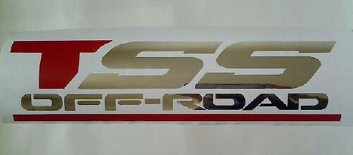 PEGATINAS TOYOTA TSS OFF ROAD DECALS, rojo y cromo plata (SET)