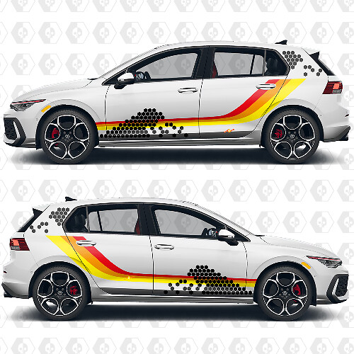 Calcomanías de vinilo con gráficos personalizados de carreras de herencia de panal de abeja para VW Volkswagen Golf
