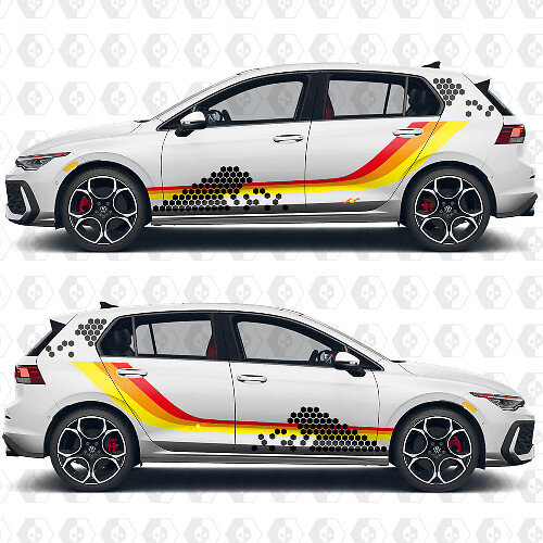 Kit de Vinilos con Rayas Laterales de Diseño Panal para VW Volkswagen Golf