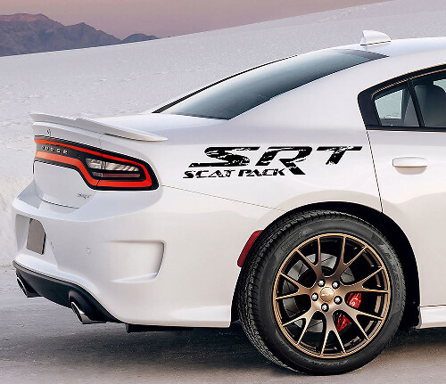 Calcomanías laterales de vinilo estilo envejecido SRT Scat Pack para Dodge Charger Challenger