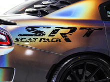 Calcomanías laterales de vinilo estilo envejecido SRT Scat Pack para Dodge Charger Challenger_2