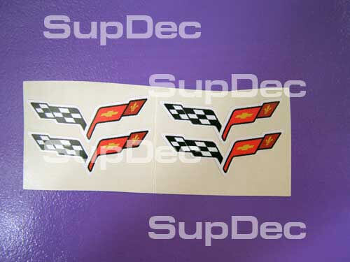 Calcomanías de vinilo para tapacubos con banderas cruzadas para Chevrolet Corvette C6