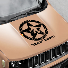 Calcomanía de vinilo para capó con desgastado, rayado Yeti Sasquatch Army Star para Jeep Renegade 3
