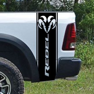 Dodge Ram Rebel Side Stripe Bed Logo Truck vinilo calcomanía gráfico cromado