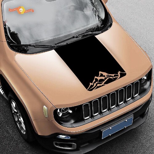 Jeep Renegade Montaña Gráfico Vinilo Calcomanía Capucha