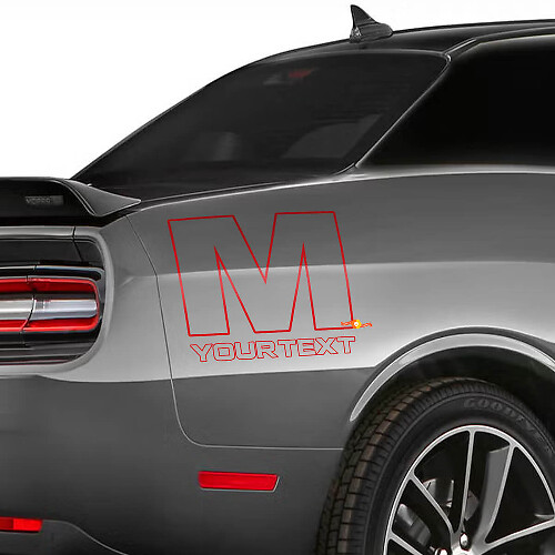 Calcomanía de vinilo lateral trasera con logotipo Mopar M para Dodge Challenger