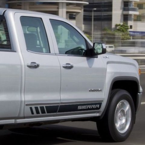 Calcomanía adhesiva lateral de vinilo con rayas de acento de marca para GMC Sierra