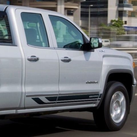 Calcomanía adhesiva lateral de vinilo con franjas de doble marca para GMC Sierra
