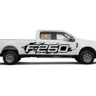 Ford F-250 Side Splash Grunge F250 calcomanía de vinilo gráfico Pickup Pick Up Bed Truck