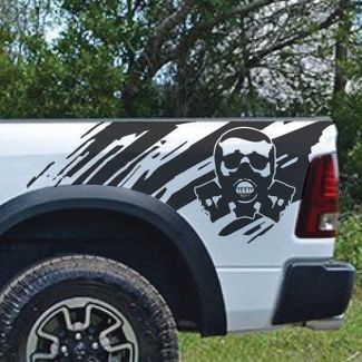Biohazard Skull Splash Splatter Grunge Pickup Truck vinilo calcomanía cama gráfico fundido
