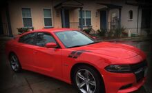 Calcomanías de vinilo con franjas en el guardabarros con marca para Dodge Charger 2012-2018_2