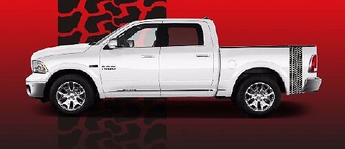 Calcomanía de Vinilo con Rayas Estilo Huella de Neumático para RAM 1500 Rebel, TRX